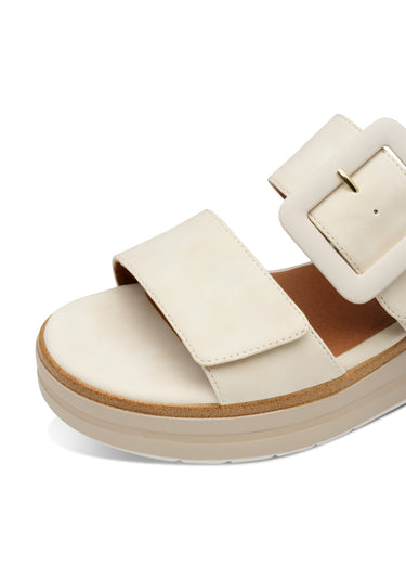 Mules 2 brides avec semelle compensée Beige