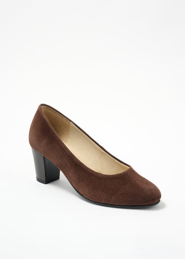 Escarpins cuir bout rond largeur confort Chocolat