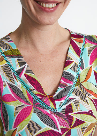 T-shirt court uni ou imprimé Vert/Fuchsia