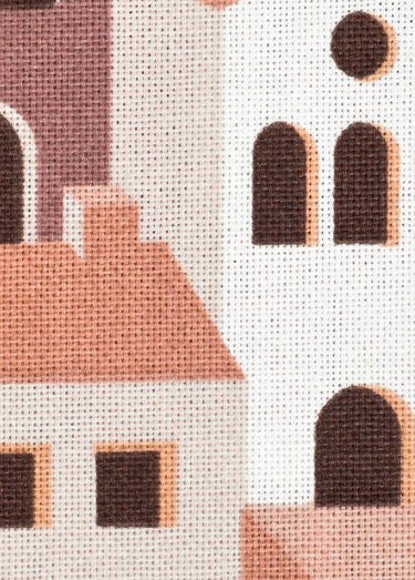 Coupon déco, motif maisons 3x1,4m Brique