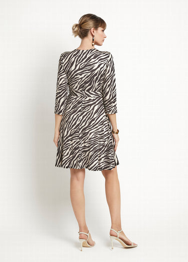 Robe courte stretch cache-cœur, motif zèbre Zebre