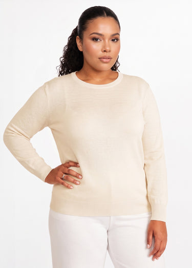 Pull laine mérinos manches longues Naturel