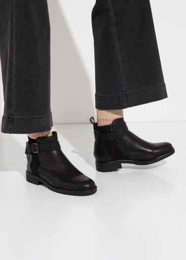 Boots bi matière avec bride cheville Noir