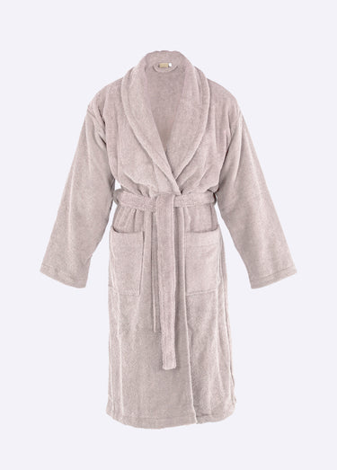 Peignoir long en éponge, avec col châle Rose Pale