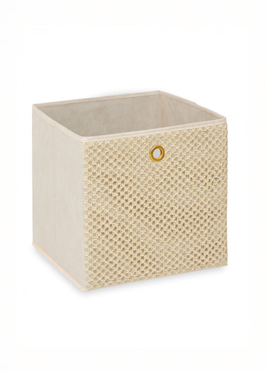 Panier de rangement décor tressé 31x31cm Beige