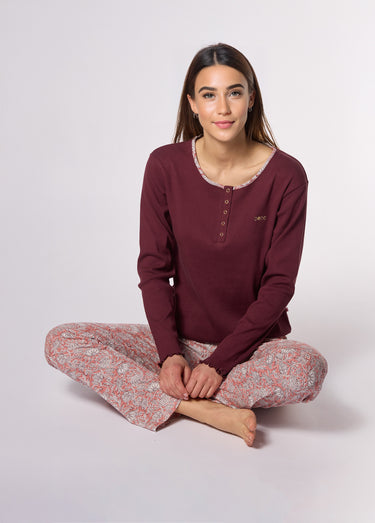 Pyjama à motif et manches longues Rose imprimé