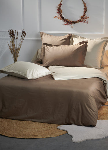 Taie pur coton uni RELAX Marron/taupe