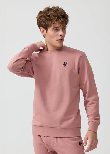 Sweat molletonné col rond manches longues Rose