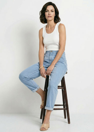 Jean couleur taille haute stretch Bleu