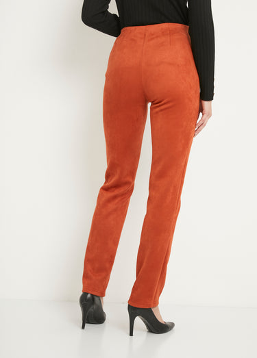 Pantalon droit ceinture élastiquée maille suédée Brique