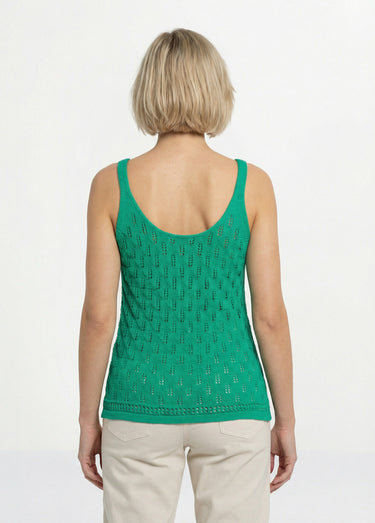 Pull débardeur court ajouré uni coton Vert
