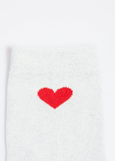 Chaussettes unies avec motif cœur Blanc