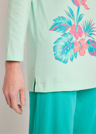 Pyjama boutonné coton motif exotique Imprime Tropical