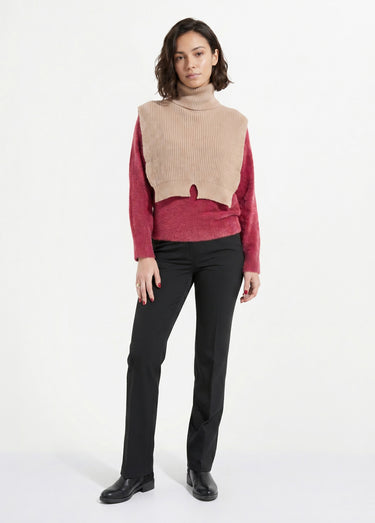 Plastron chaud col roulé en maille Taupe