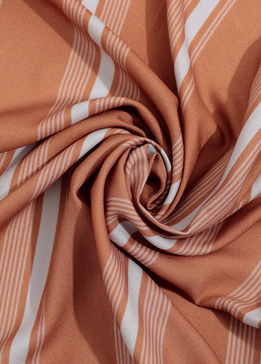 Coupon tissu ameublement rayé 6M Marron