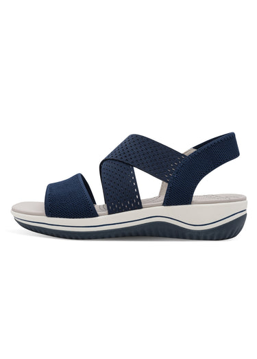 Sandales larges brides mesh et élastiques Marine