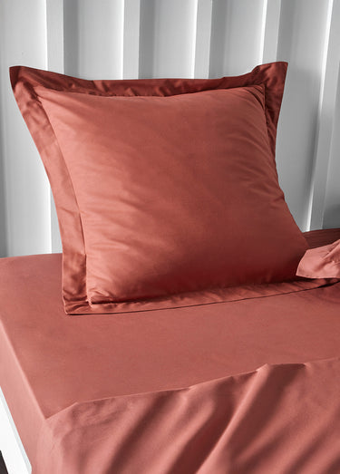 Taie d'oreiller coton unie Terracotta