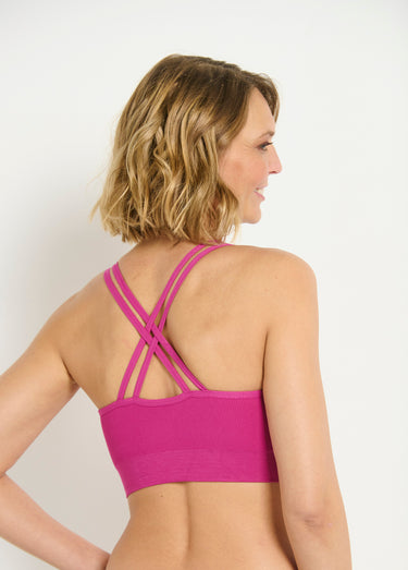 Brassière bretelles croisées, vif Rose