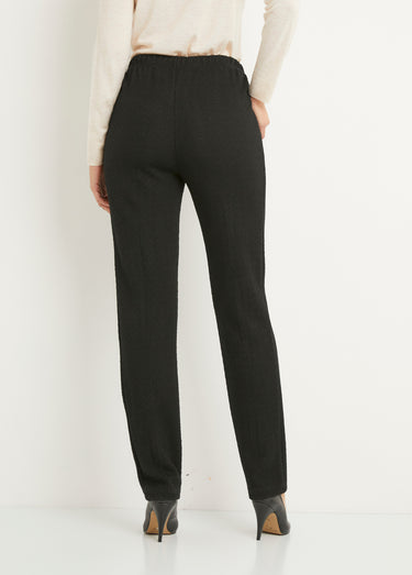 Legging droit ceinture élastiquée avec laine Uni Noir