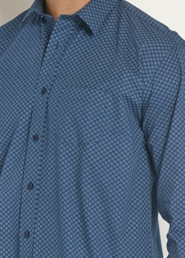 Chemise coton carreaux fantaisie Marine