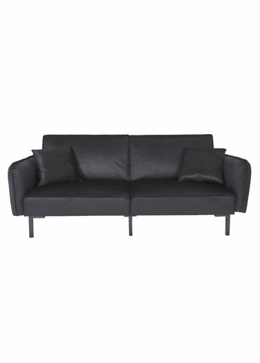 Canapé convertible velours, 2 coussins Noir