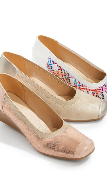 Escarpins compensés grande largeur Beige Irise