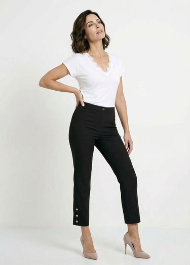 Pantalon droit 7/8e uni infroissable Noir