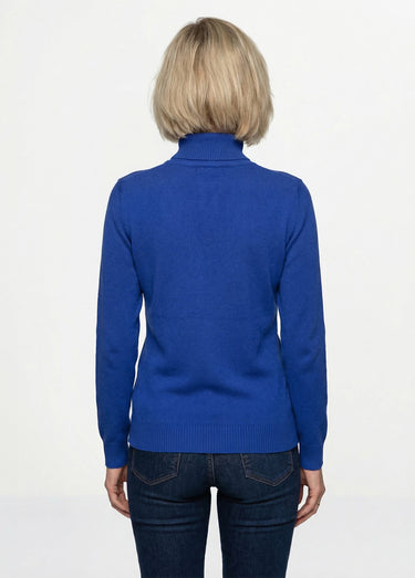 Pull doux col roulé manches longues Bleu