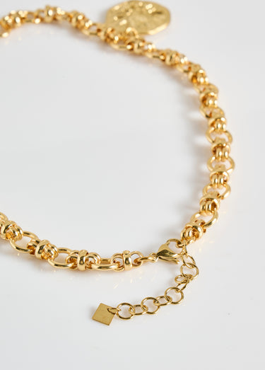 Collier maille alternée inox + médailles Dore