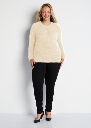 Pull maille douce effet poilu Ecru