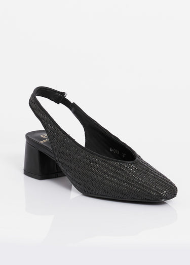 Escarpins bride slingback, effet tissé Noir