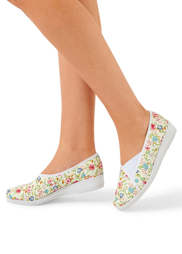 Chaussons élastiqués largeur confort Imprime Blanc