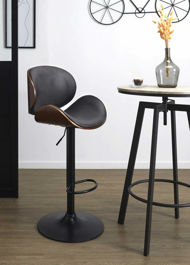 Chaise de bar simili cuir et bois Noir