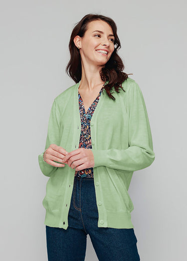 Gilet laine mérinos manches longues Vert Nil