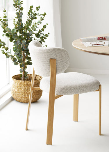 Chaise tissu structure façon bois SAVINA Sable naturel