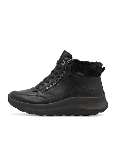 Boots fourrées compensées à lacets Noir