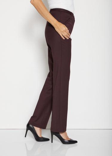 Pantalon taille semi-élastiquée droit Prune