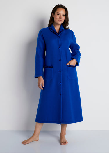 Peignoir robe de chambre long molleton Courtelle® Bleu