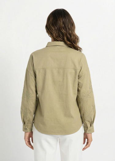Veste surchemise en coton broderie anglaise Kaki