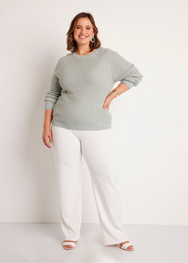 Pull maille brillante col rond Menthe