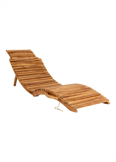 Chaise longue pliante en bois de teck Naturel