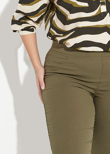 Pantalon extensible taille élastiquée Kaki