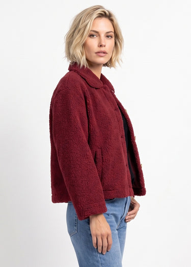 Veste maille bouclette intérieur polaire Bordeaux