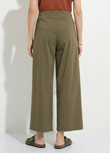 Pantalon droit à pinces ceinture élastiquée Kaki