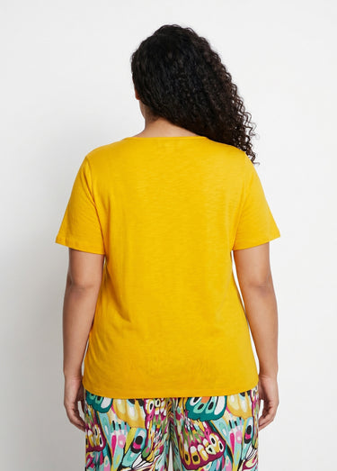 T-shirt coton maille flammée dentelle Safran