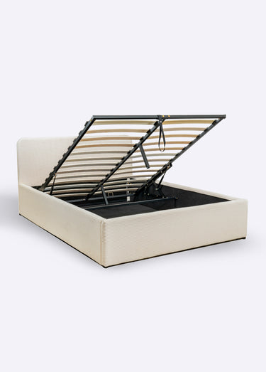 Lit coffre sommier + tete grosses cotes Beige