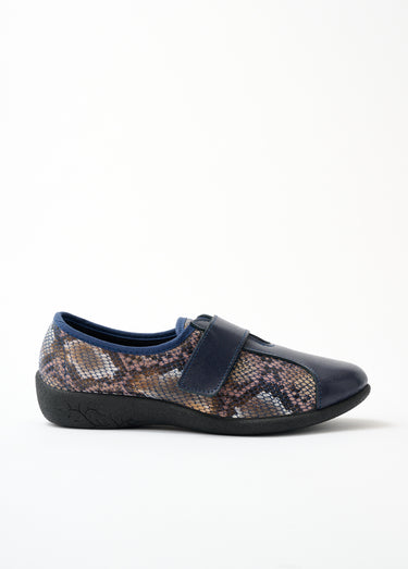 Derbies cuir grande largeur extensibles Marine