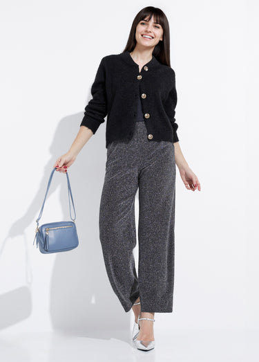 Pantalon élastiqué effet pailleté Argente