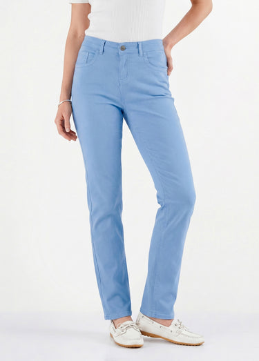 Le pantalon 5 poches brodé Ciel