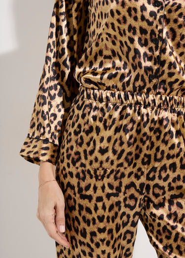 Pyjama 2 pièces satin sexy motif léopard Leopard